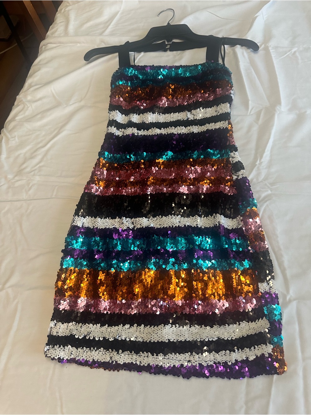 Sequin Striped Formal Dress in Multicolor